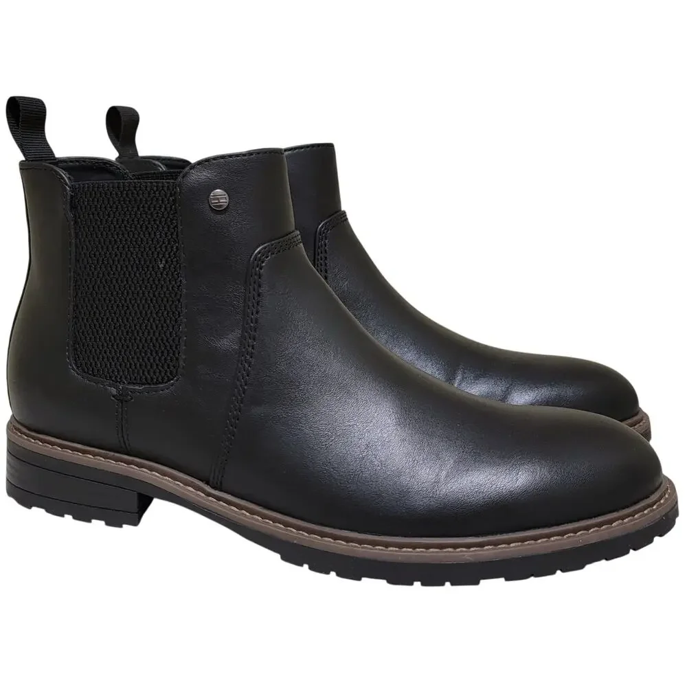Tommy Hilfiger Men Roklan Chelsea Ankle Boots Size US 9M Black Faux Leather